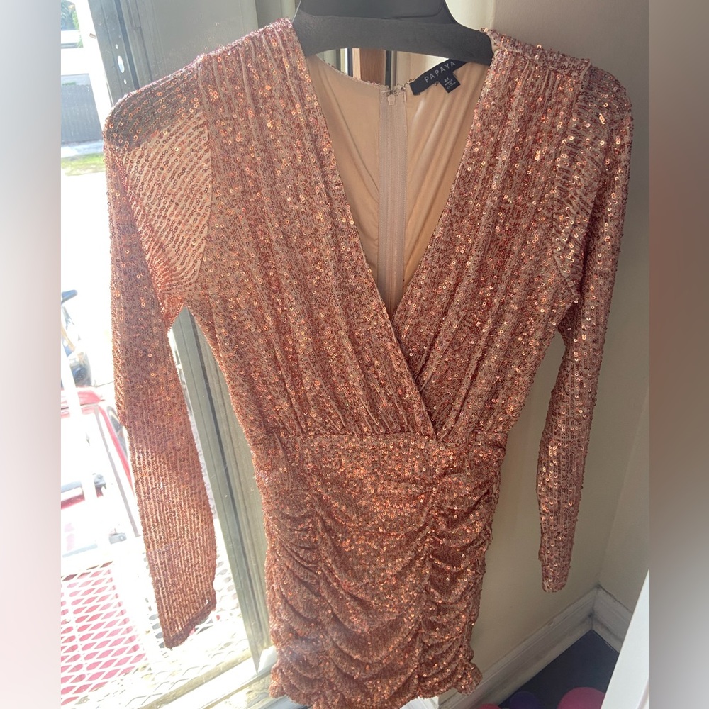 sequin rose gold DRESS from papaya